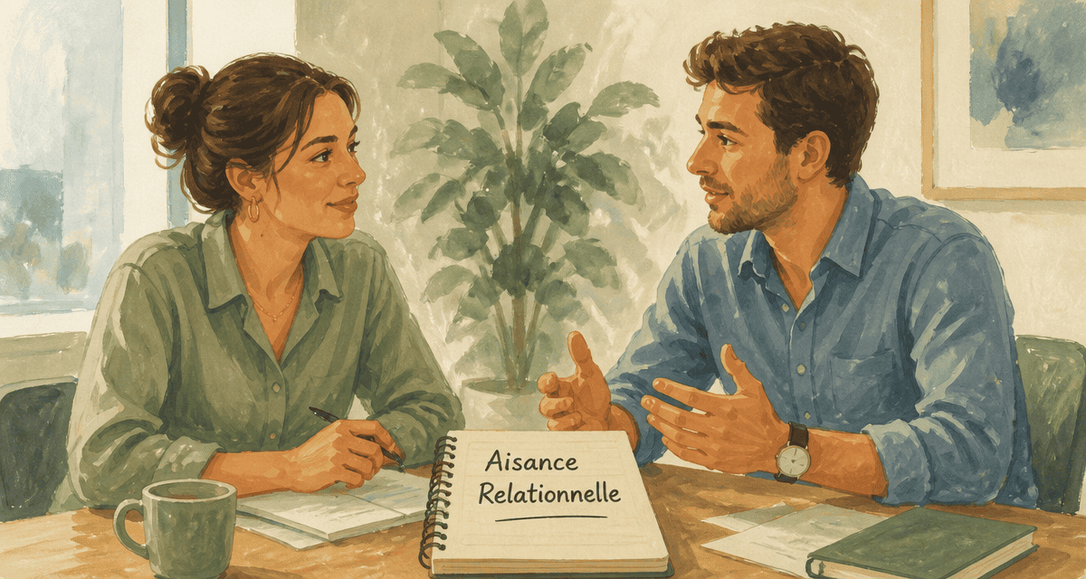 Deux personnes discutent aisance relationnelle en réunion