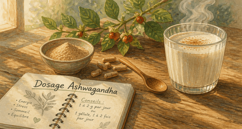 ashwagandha dosage par jour bol poudre gélules moon milk