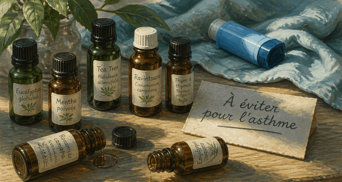 asthme huile essentielle à éviter flacons et inhalateur
