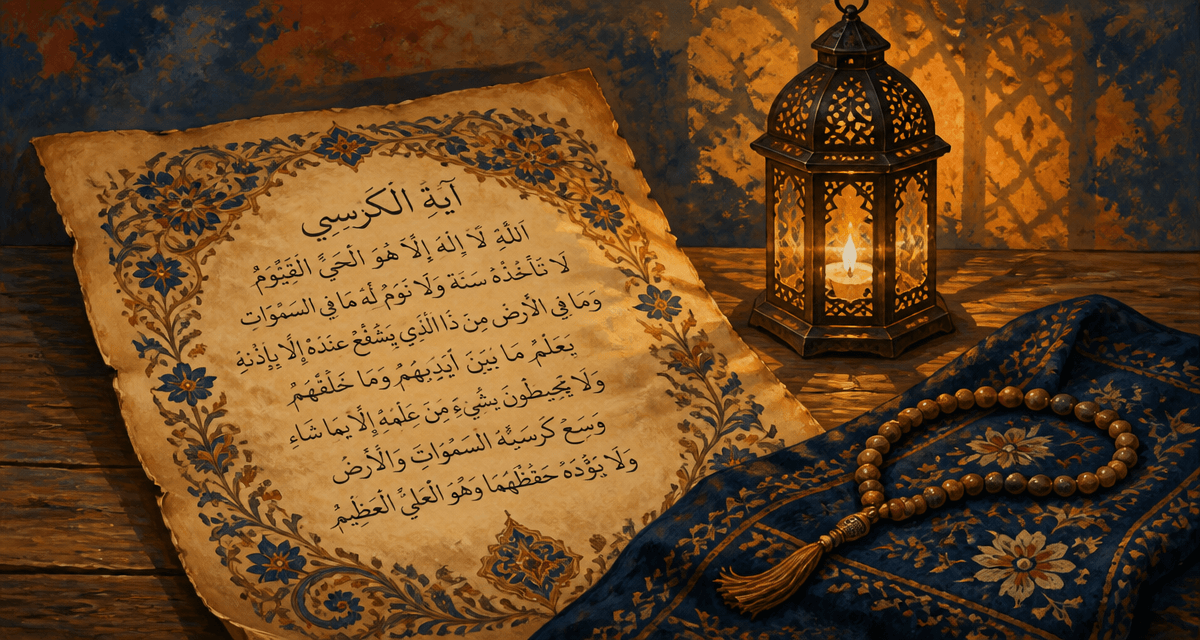 ayat al kursi en arabe calligraphie sur parchemin