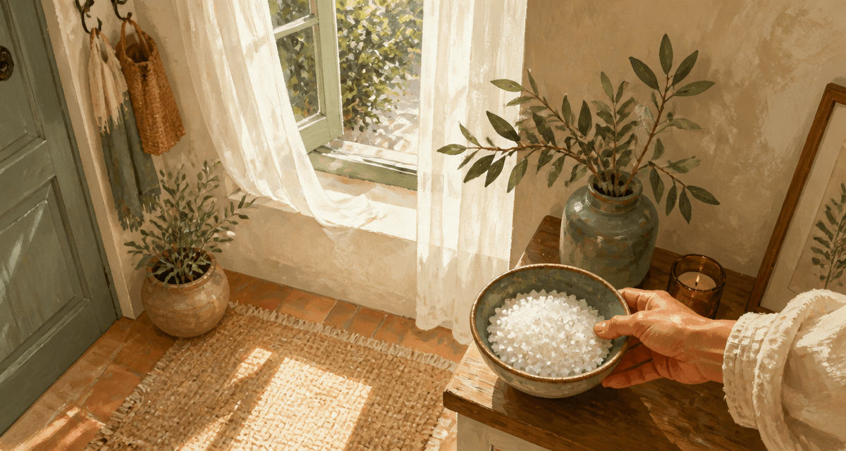 comment purifier sa maison des mauvaises ondes, bol de sel dans l'entrée