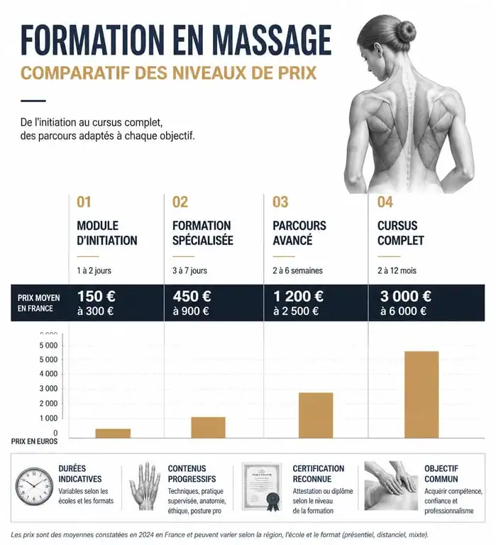 Comparatif des prix des formations en massage bien-être