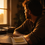 Homme pensif bureau carnet subconscient
