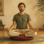 Padmasana position yoga sur zafu
