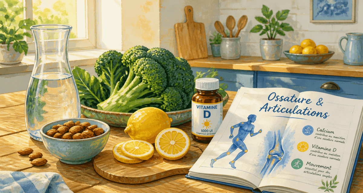 quel vitamine pour les os et articulations, aliments et compléments sur une table