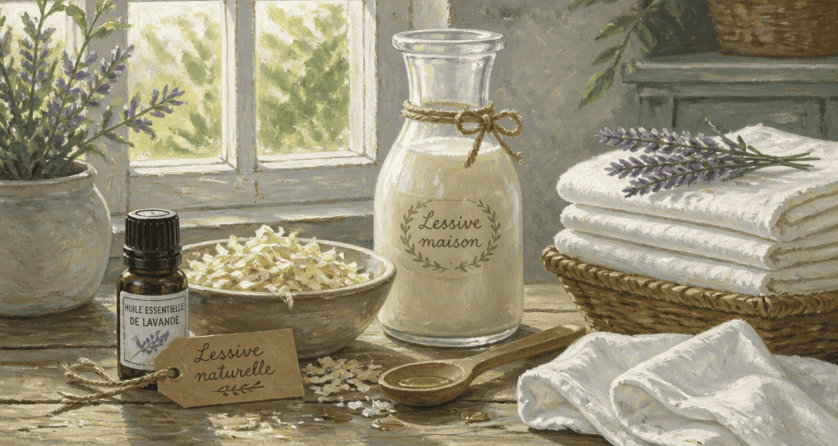 quelle huile essentielle pour lessive maison, ingrédients naturels sur table