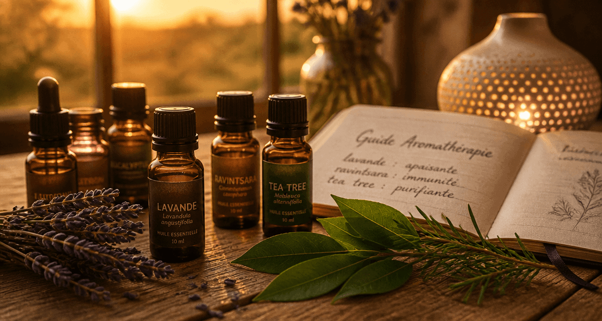 quelle huile essentielle flacons plantes carnet aromathérapie