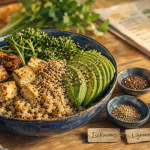 Aliments riches en oestrogenes : phyto-œstrogènes (tofu, quinoa, lin, sésame, isoformones)