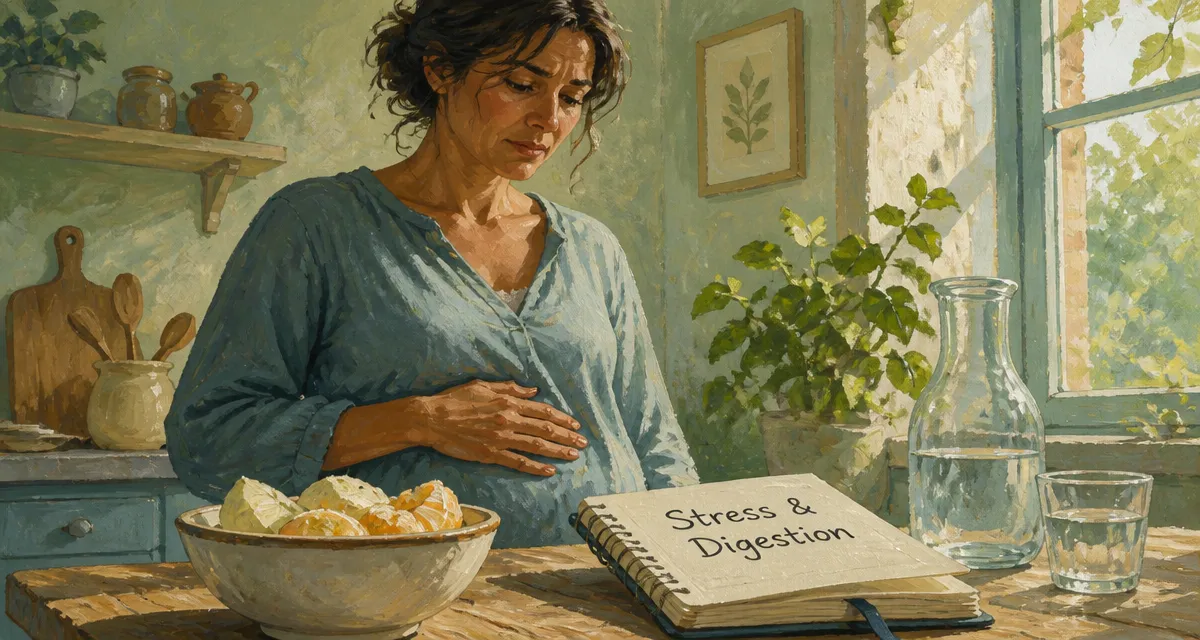 Diverticulite et stress femme inquiète cuisine