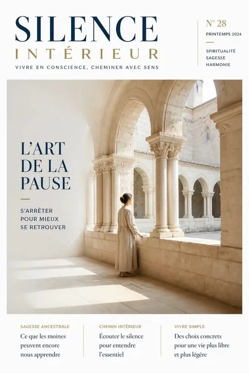 Femme seule en retraite spirituelle dans un monastère calme