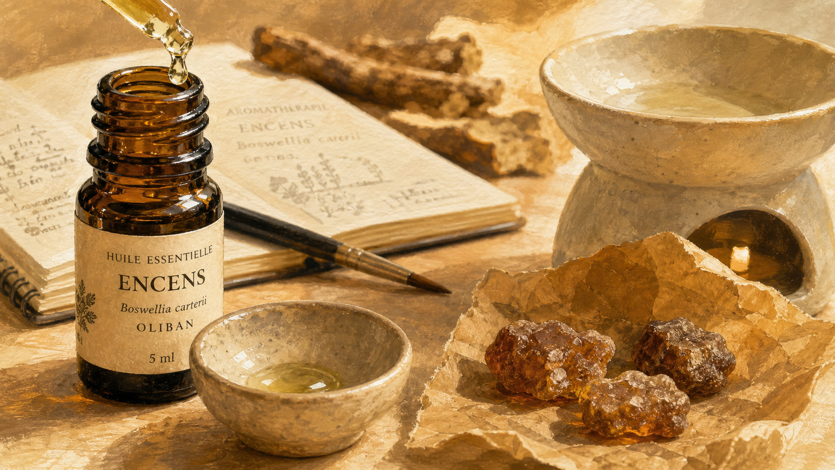 Huile essentielle d’encens : bienfaits apaisants et régénération peau