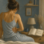 mal de dos côté gauche : signification spirituelle, femme assise main sur le flanc