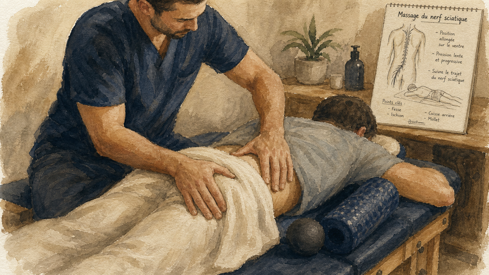 Massage nerf sciatique : automassage du dos et de la fesse