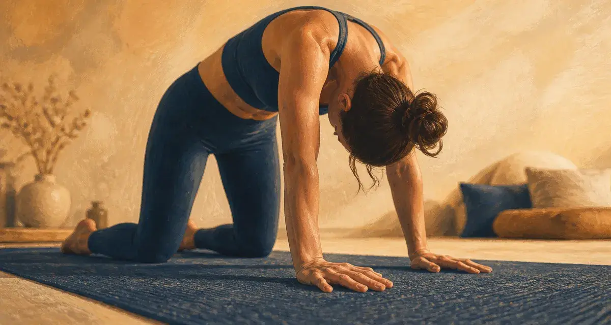 Posture du chat en yoga : dos aligné, quatre pattes
