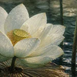 Signification fleur de lotus : fleur blanche sur eau sombre
