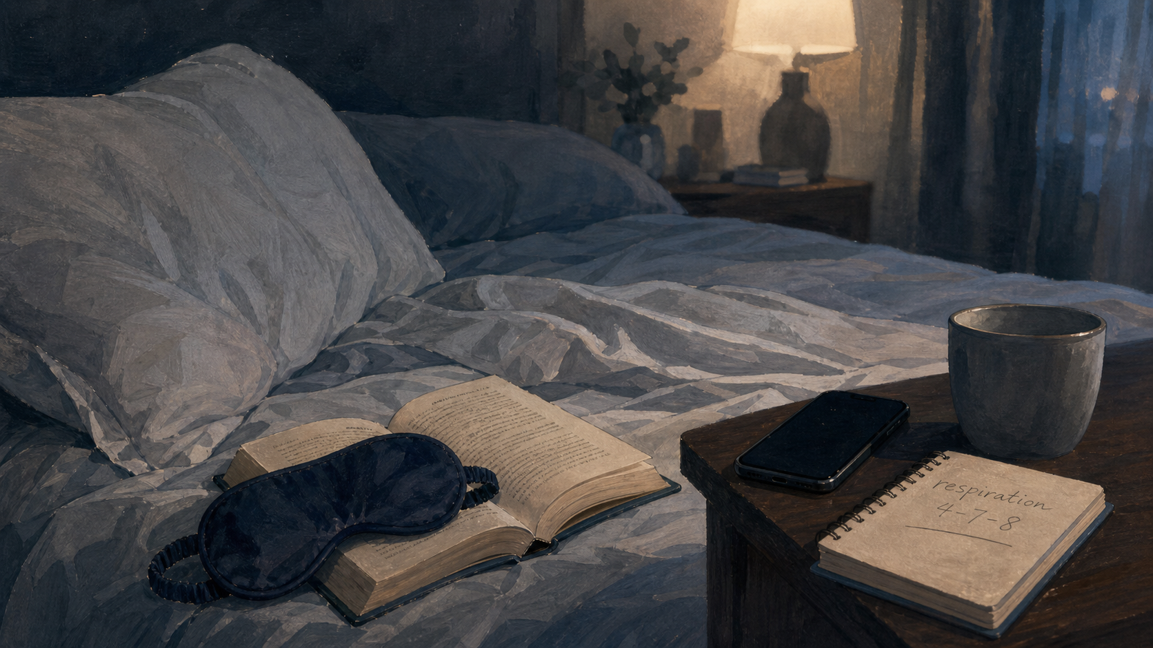 Comment trouver le sommeil rapidement avec la respiration 4-7-8, chambre calme