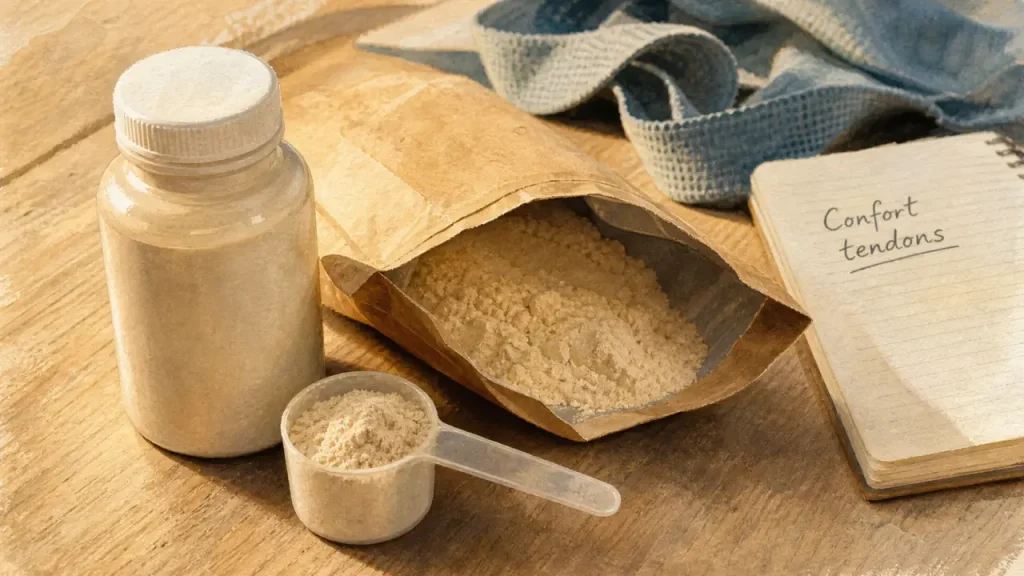 Complément alimentaire pour renforcer les tendons : collagène, curcumine, minéraux, poudre