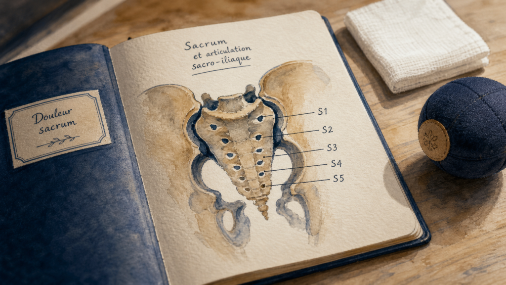 Douleur sacrum : schéma du sacrum et soulagement du dos