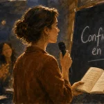 Formation confiance en soi : micro et tableau « Confiance en soi » en réunion