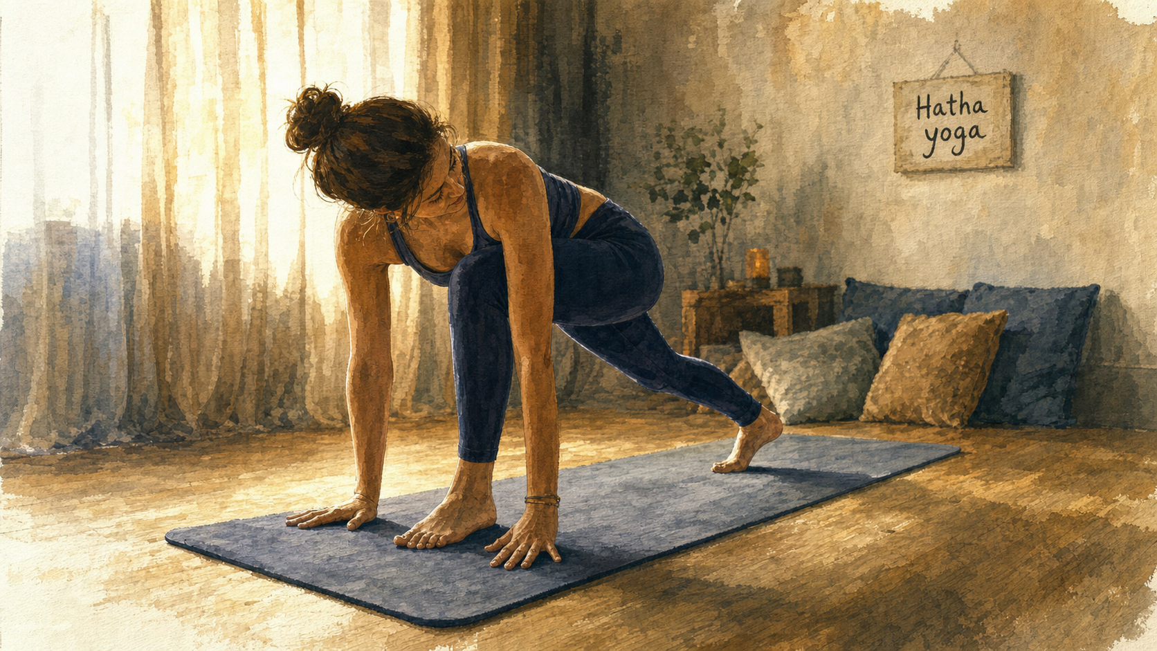 Hatha yoga c est quoi : posture tenue et respiration sur tapis