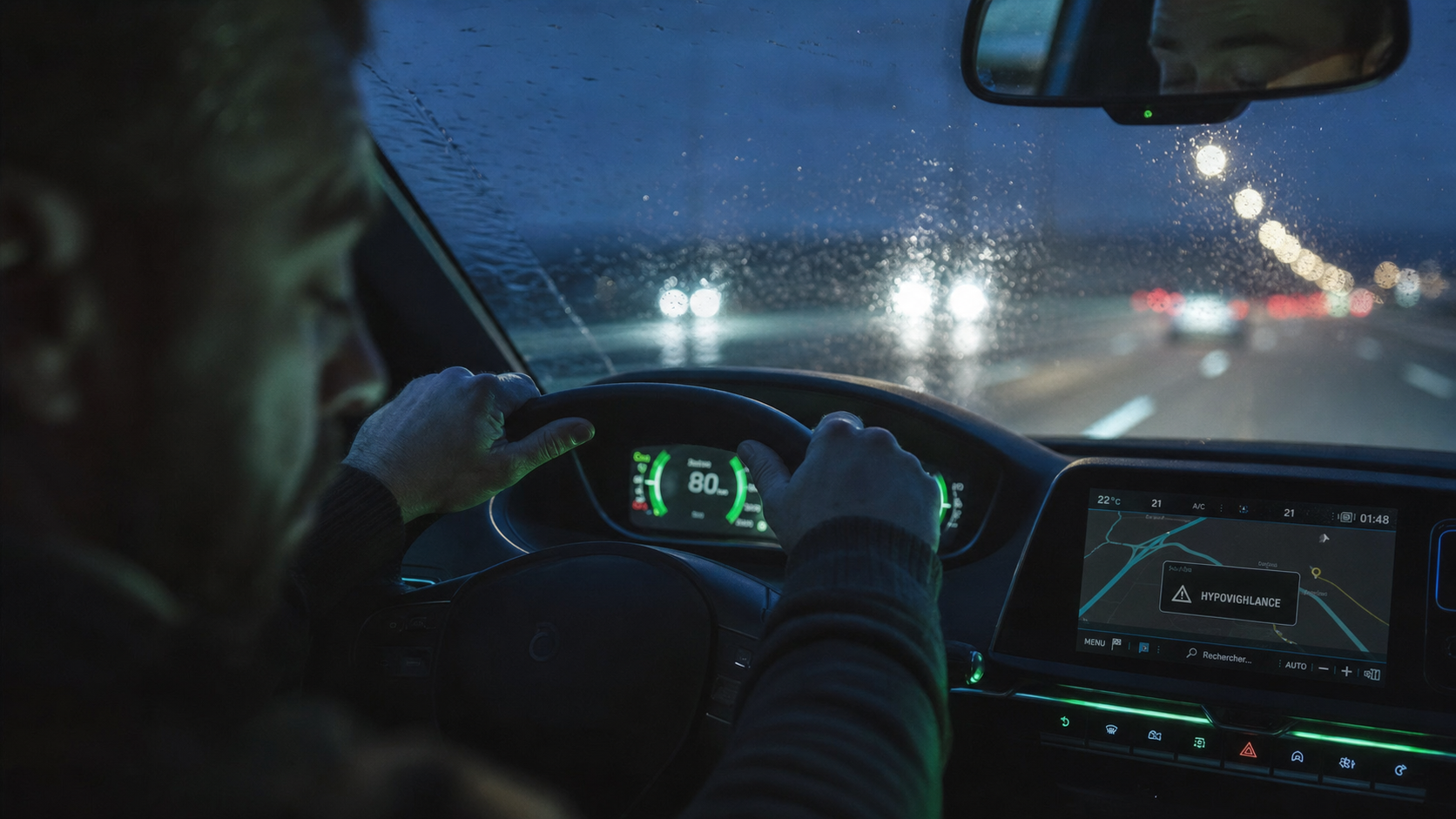 Hypovigilance au volant : mains sur le volant, conduite nocturne