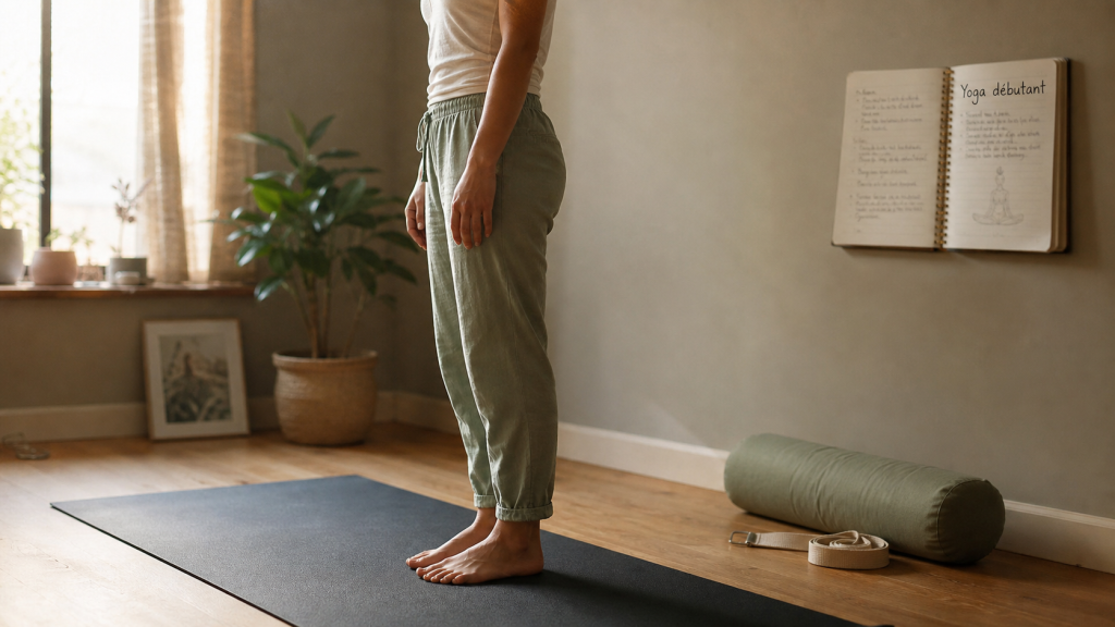 Le yoga pour débutant : posture montagne sur tapis