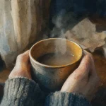 Mains froides signification spirituelle : mains pâles tenant une tasse fumante