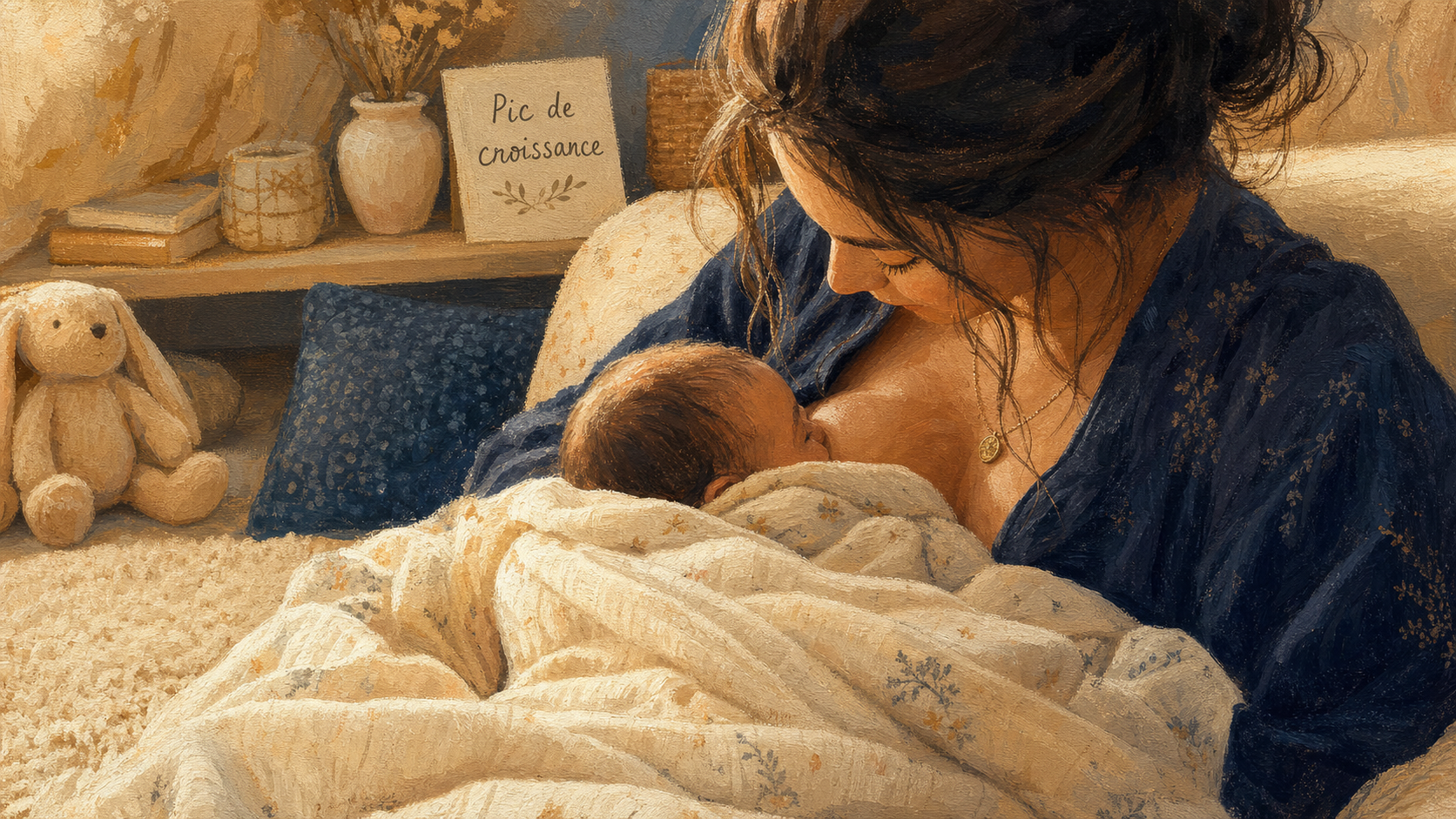 Pique de croissance bebe : bébé blotti et apaisé