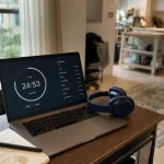 Rester concentré en travaillant de chez soi : bureau avec minuteur Pomodoro