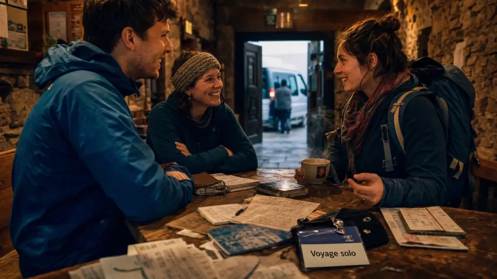 Voyage solo en groupe : cadre organisé, badge voyageur