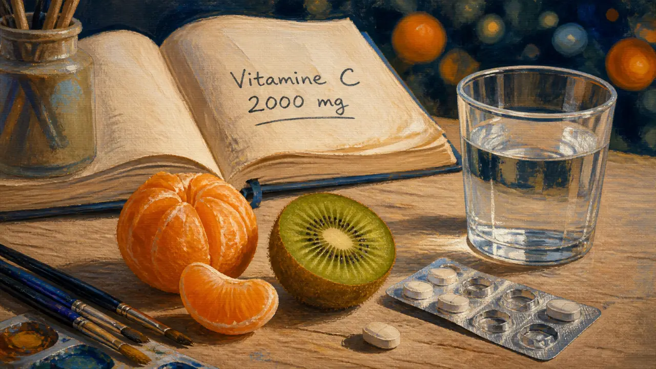 Effets secondaires vitamine C 2000 mg : orange, kiwi et comprimés