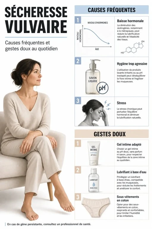 Sécheresse vulvaire traitement naturel : causes et gestes doux au quotidien