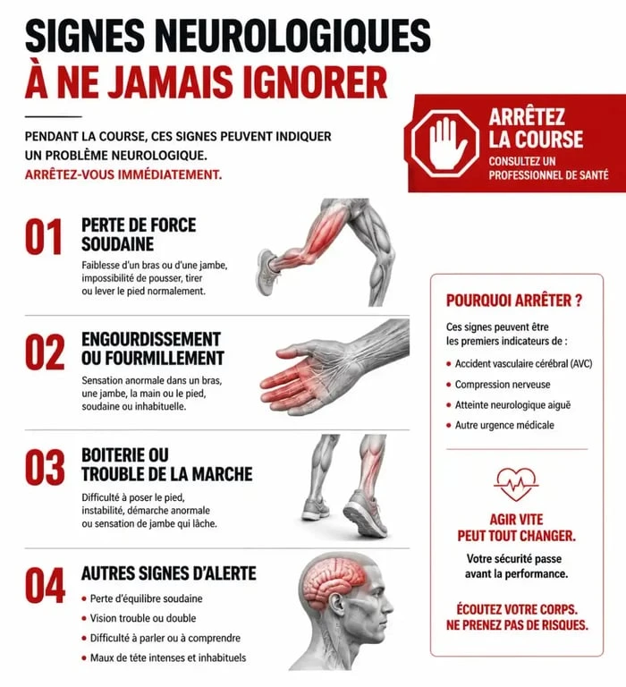 Signaux d'alerte neurologique pour courir avec une sciatique en toute sécurité