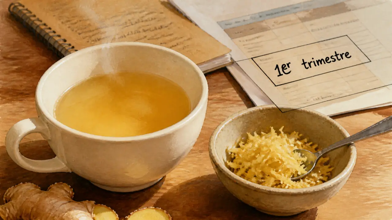 Gingembre et grossesse : tasse d’infusion au gingembre pour nausées du 1er trimestre