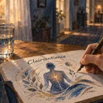 Clairsentience symptômes : main sur carnet, signes corporels