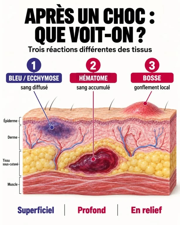 Hématome et huiles essentielles : différence entre bleu, ecchymose, hématome et bosse
