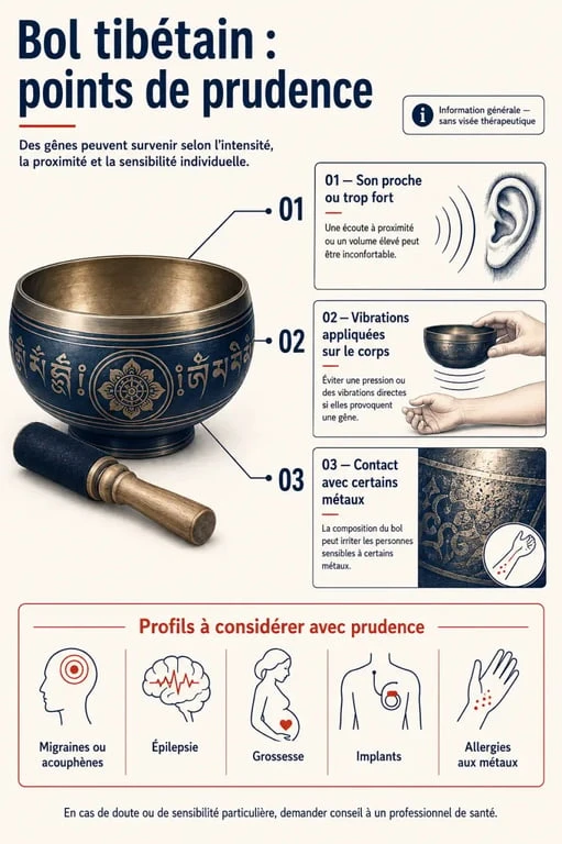 Bol tibétain effets secondaires : risques liés au son, aux vibrations et au contact avec les métaux