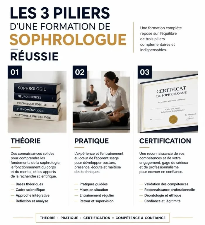 Infographie sur les critères de choix d'une formation sophrologue à distance