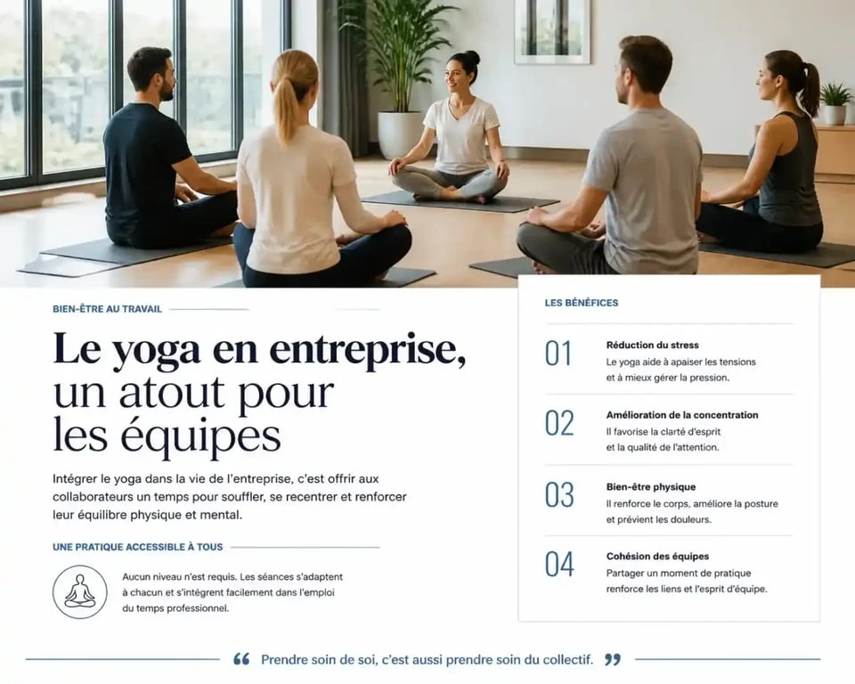Séance de team building bien-être au travail avec yoga en entreprise