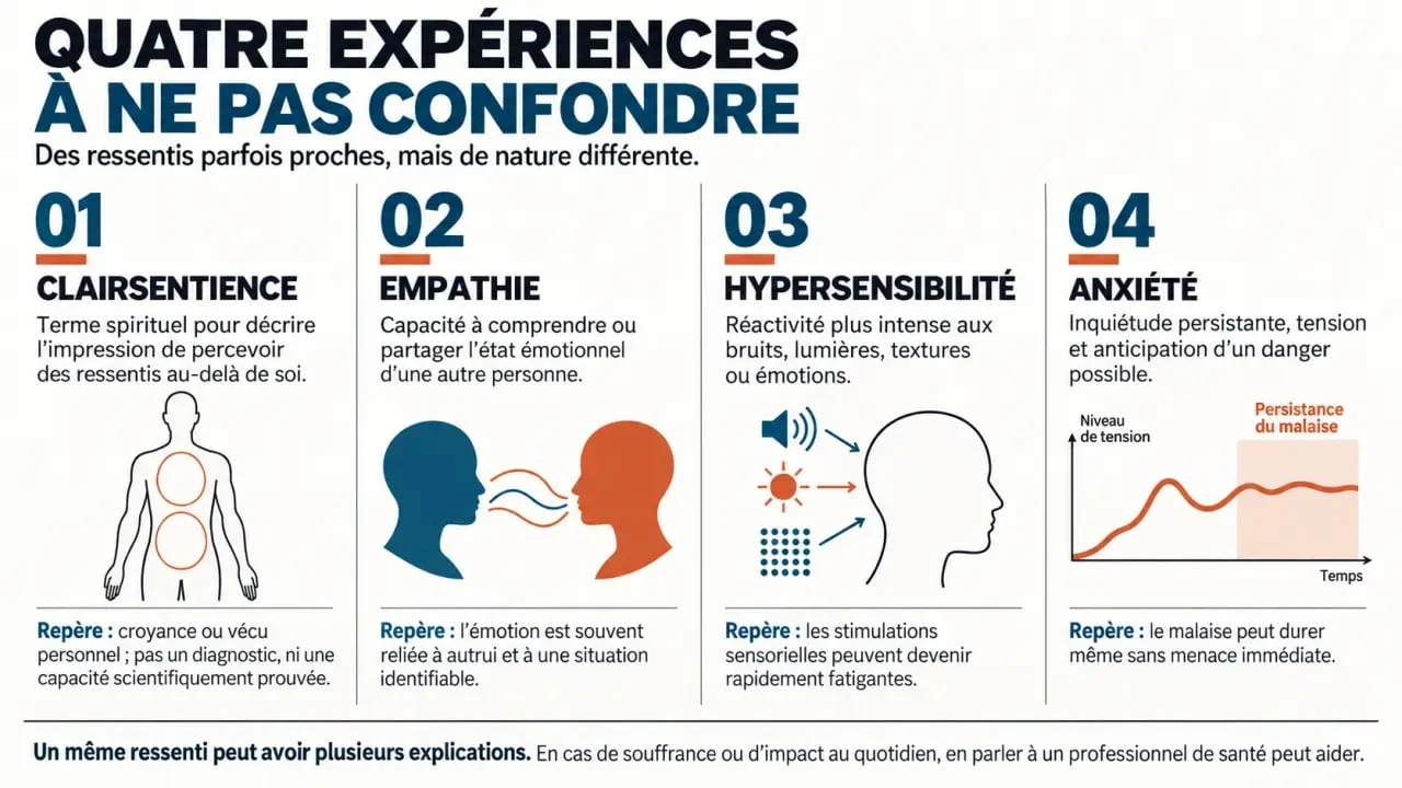 Clairsentience symptômes : comparaison avec l’empathie, l’hypersensibilité et l’anxiété