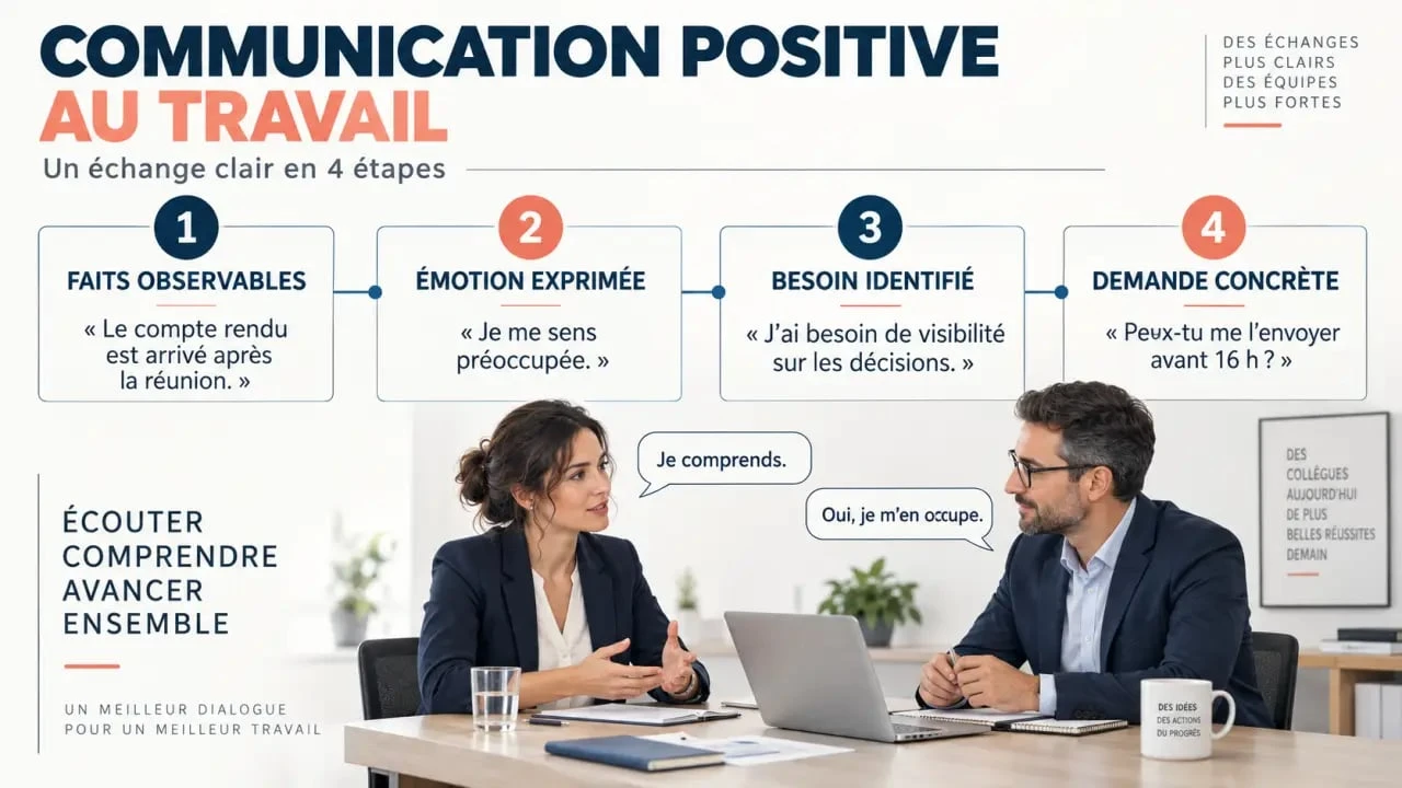 Communication positive au travail : les quatre étapes de la CNV pour réduire le stress