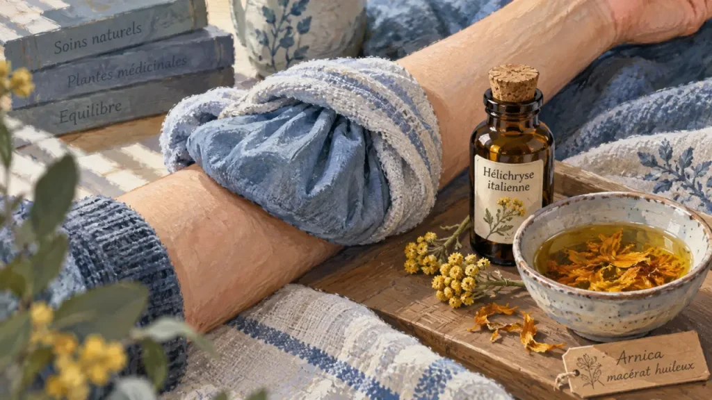 Hématome et huiles essentielles : l’hélichryse après le froid, sur peau intacte