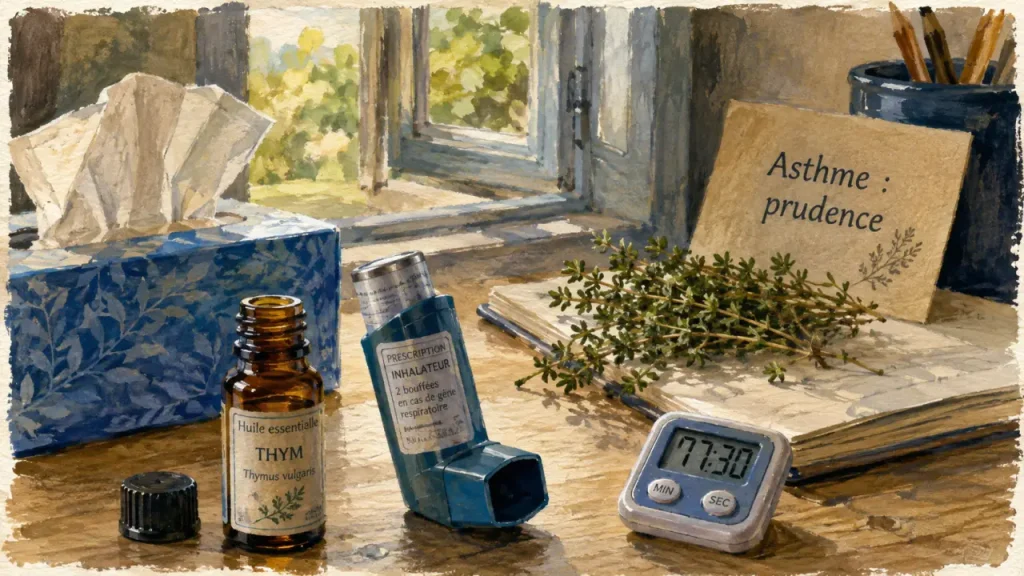 Huiles essentielles et asthme : huiles à éviter, options plus douces et prudence avec la diffusion