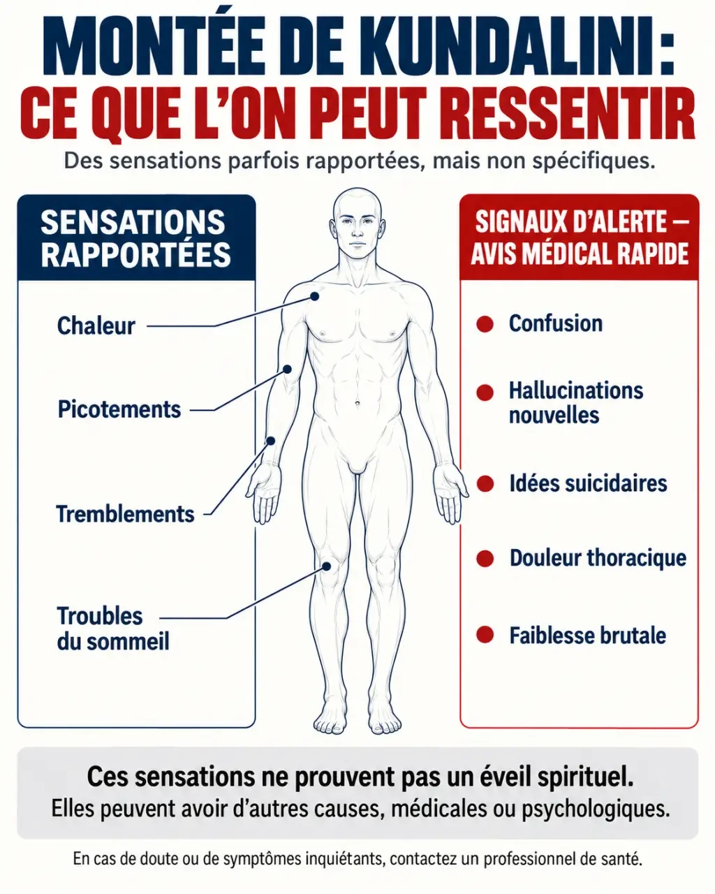 Montée de kundalini symptômes rapportés et signaux d’alerte nécessitant une consultation